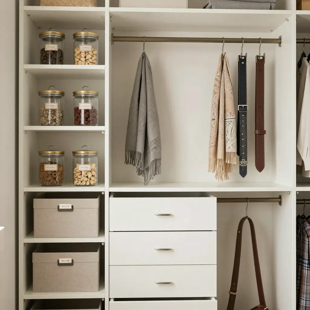 Neatly organized closet with systematic storage