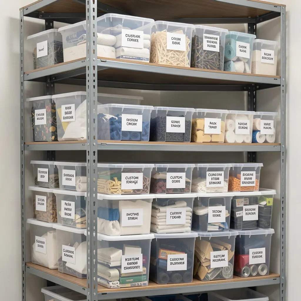 Custom storage system with labeled containers